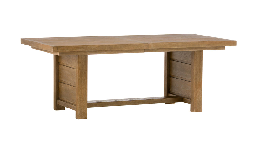 Wooden dining table on a white background